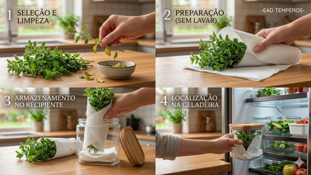 Como armazenar orégano fresco corretamente na geladeira.